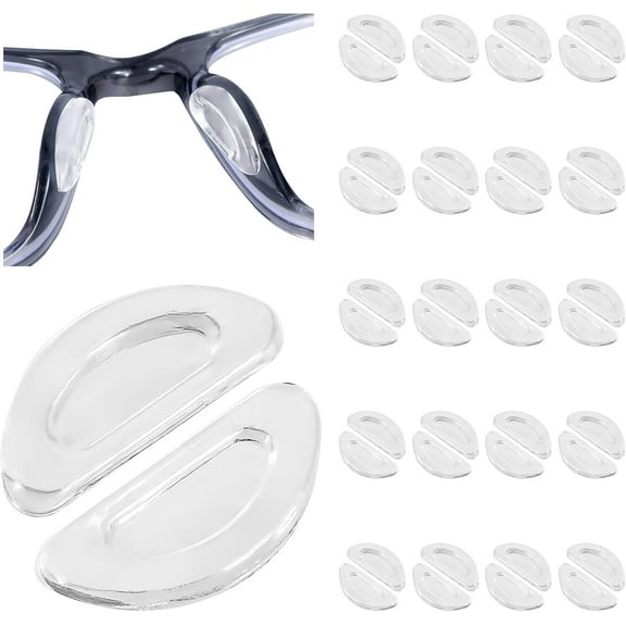 RUseeN Eyeglass Nose Pads, Anti Slip Nose Pads for Glasses with Super Sticky Backing, Soft Silicone Adhesive Glasses Nose Pad for Glasses, Sunglasses and Eye Wear (Clear, 20 Pairs)