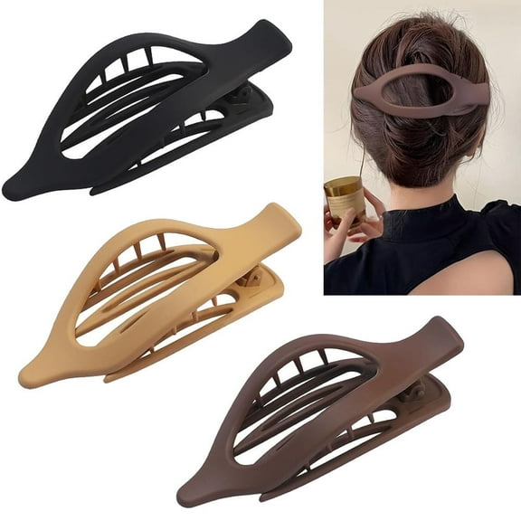 RUseeN Flat Hair Clip for Women, Big Hair Claws for Thin Thick Curly Hair, Large and Small Matte Clips - Strong Hold Nonslip Hair Claws, Neutral Colors