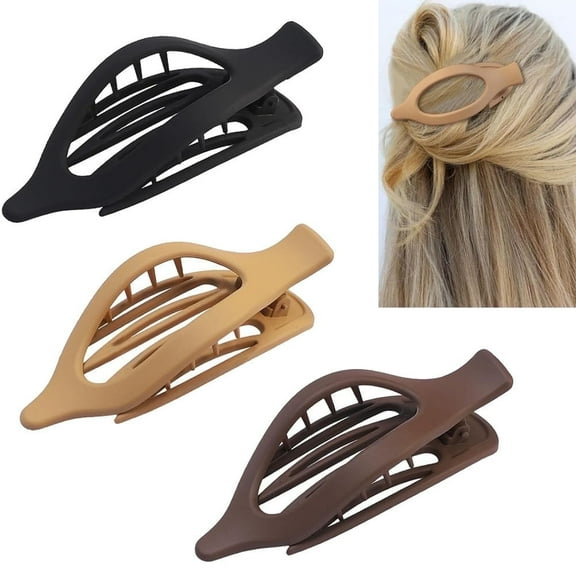 RUseeN Flat Hair Clips for Women 4.5 Inch Large Hair Claw Clips for Women Thin Thick Curly Hair, Big Matte Clips,Strong Hold jaw clips, Neutral Colors