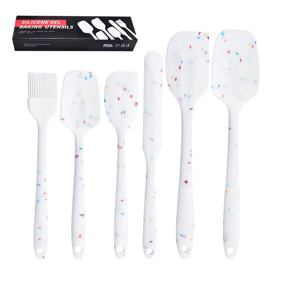 RUseeN Food Grade Silicone Rubber Spatula Set for Kitchen Baking, Cooking, and Mixing High Heat Resistant Non Stick Dishwasher Safe BPA-Free Black Set of 6