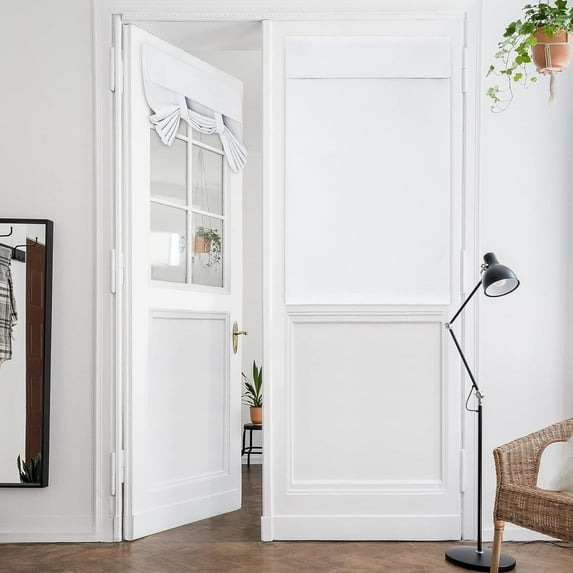 RUseeN French Door Curtains, Privacy Door Curtains for Door Window, 26 X 40 Inch Room Darkening Curtains, Thermal Insulated Door Window Curtains for Bedroom, 1 Panel, White