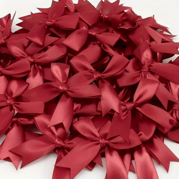 RUseeN Gift Wrap Bows for Treat Bags 3.1" Pre-Tied Small Mini Bow Satin Ribbon Bows for Gift Wrapping Premade Bows for Crafts, Party Favors, Wedding, Baby Shower Decorations, 50 PCs