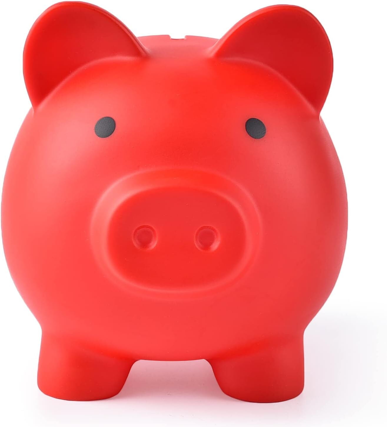 RUseeN Large Piggy Bank, Unbreakable Plastic Money Bank, Coin Bank for Girls and Boys, Large Size Piggy Banks, Practical Gifts for Birthday, Easter, Baby Shower (Red)