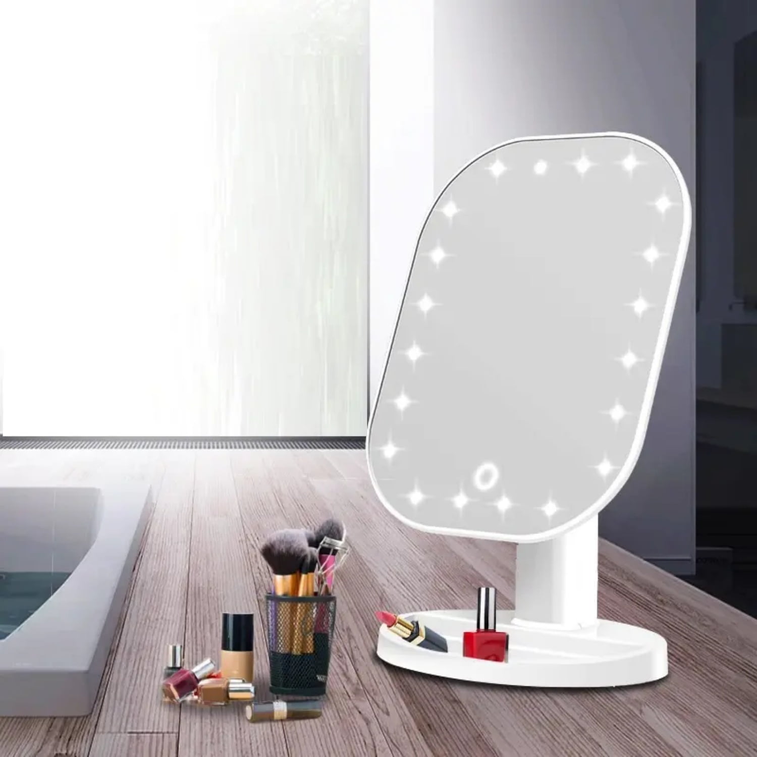 RUseeN Lighted Vanity Makeup Mirror, 20 PCS Led Light Plastic Square ...