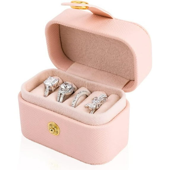 RUseeN Mini Travel Jewelry Case, Small Jewelry Travel Organizer Box Travel Essentials Christmas Gift for Women Girl, Pink