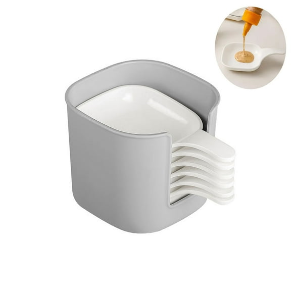 RUseeN Nordic Household Style Soy PP Dish Small Dip Plates for Snack Jam 6pcs with Storage Rack Set Dipping Bowl, Reusable