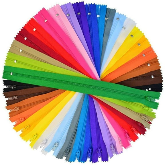 RUseeN Nylon Coil Zippers 100pcs 12 Inches Mixed Nylon Coil Zippers Colorful Sewing Zippers for Tailor Sewing Crafts, 20 Assorted Colors