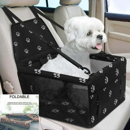 RUseeN Pet Car Seat Booster for Dogs Travel, Small Dog Car Seat Puppy Portable Pet Booster Car Seat with Clip-on Safety Leash and PVC Fram, Anti-Collapse, Dog Car Seats for Small Dogs Under 25, Black