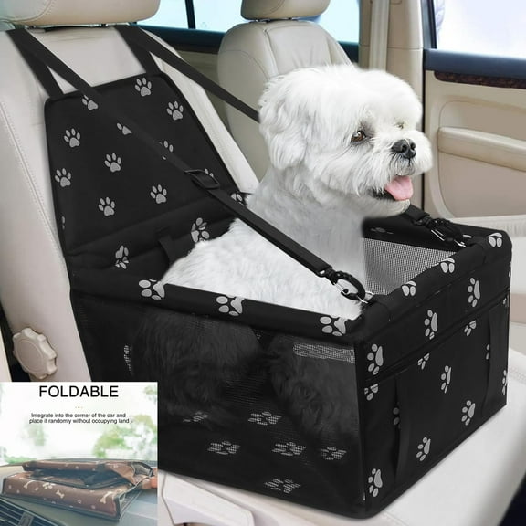 RUseeN Pet Car Seat Booster for Dogs Travel, Small Dog Car Seat Puppy Portable Pet Booster Car Seat with Clip-on Safety Leash and PVC Fram, Anti-Collapse, Dog Car Seats for Small Dogs Under 25, Black