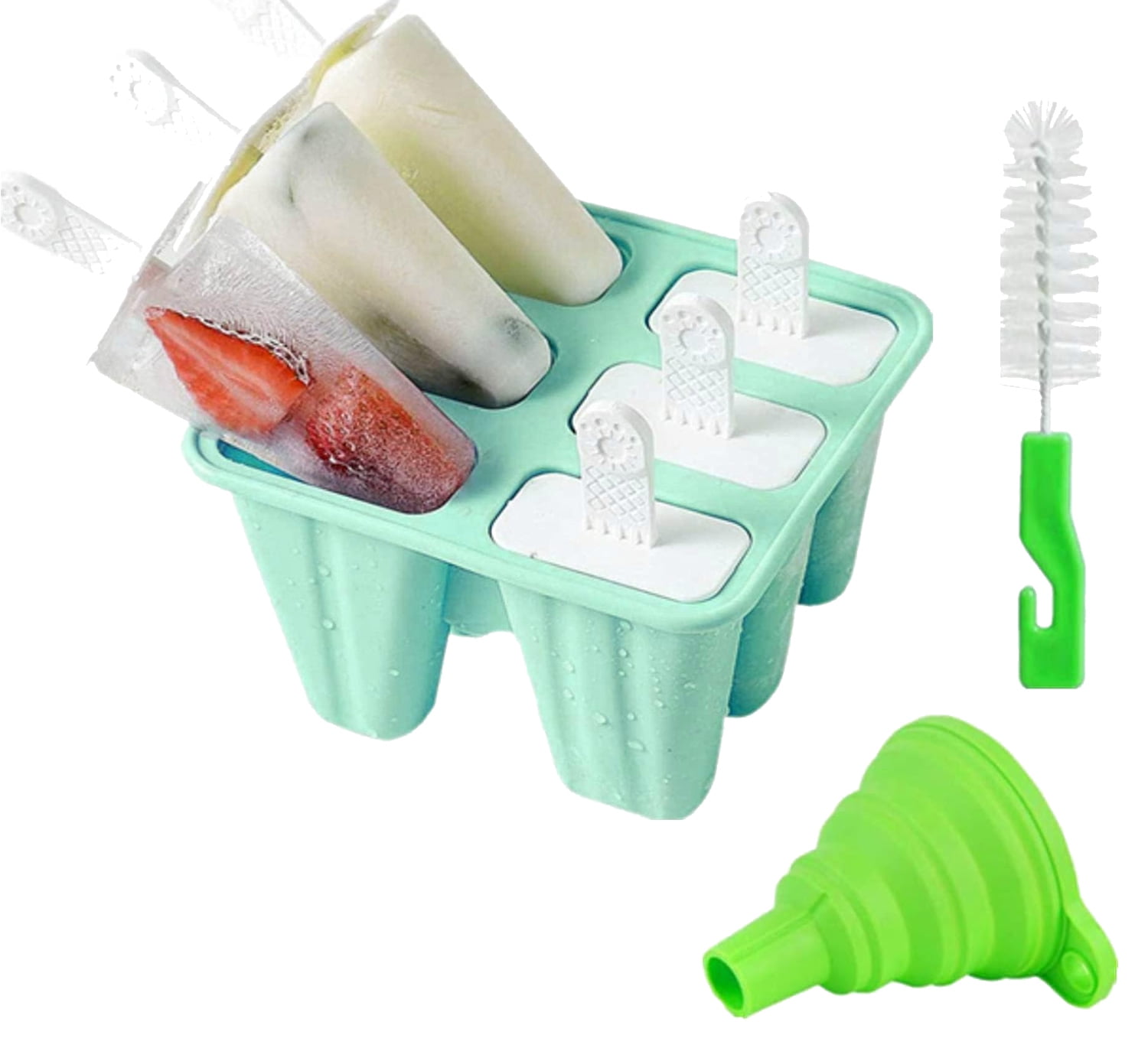 Mint Green Silicone 6-Piece Reusable Popsicle Mold Set