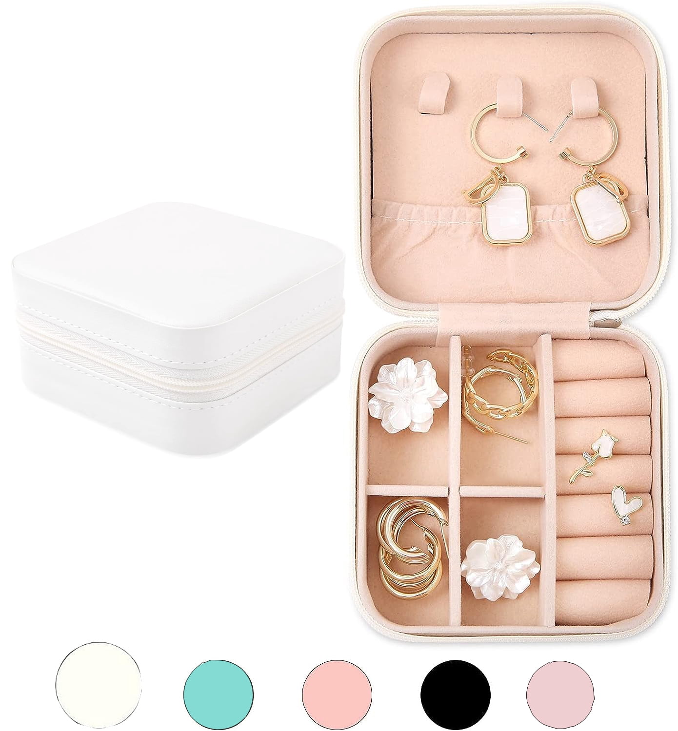 RUseeN Portable and Stylish Jewelry Box, PU Leather Small Jewelry Box ...