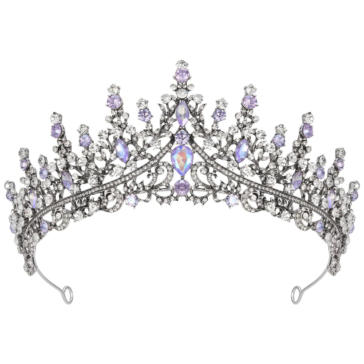 RUseeN Purple Iridescent Tiara Crown Queen Crowns for Women Aurora
