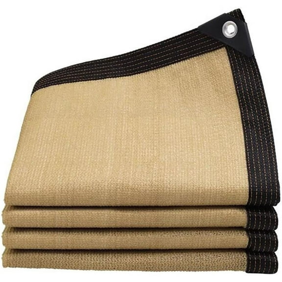 RUseeN Shade Cloth Beige Yellow Mesh Tarp with Grommets 6.5 x 10FT Fence Privacy Screen Sunblock Shade Net Sun Shade Mesh for Garden Patio Canopy Plants Greenhouse Barn Kennel Outdoor