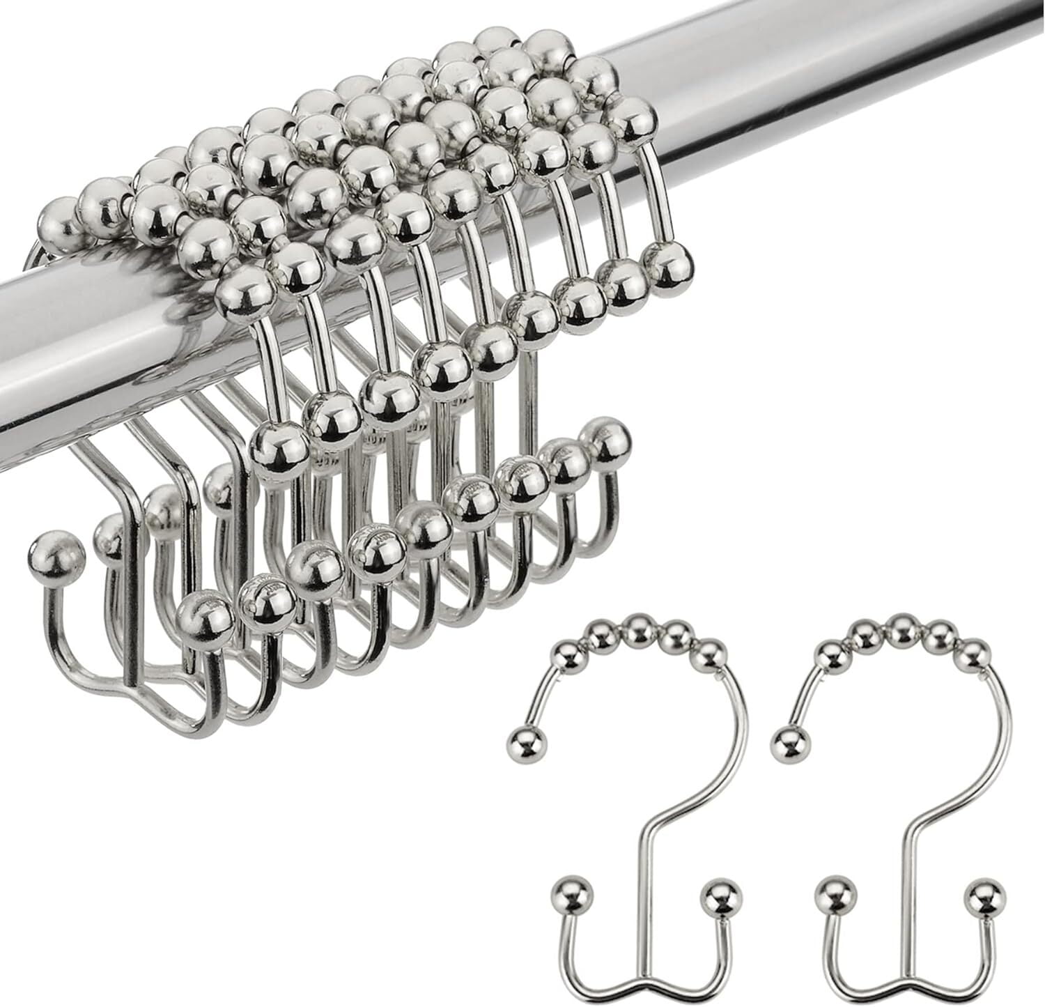 RUseeN Shower Curtain Hooks Rings, Brushed Nickel Shower Curtain Hooks ...