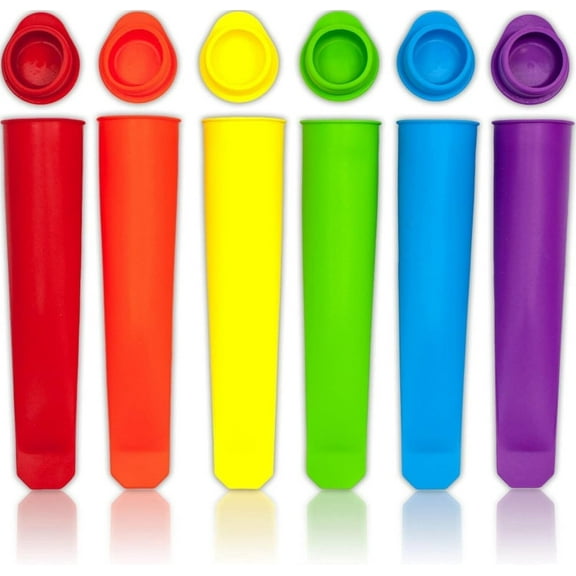RUseeN Silicone Ice Pop Molds, Popsicle Maker Molds for DIY Popsicles/Yogurt Sticks/Jelly/Chocolates , 6 Vibrant Colors, Set of 6