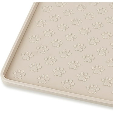 RUseeN Silicone Pet Placemat for Dog and Cat, Waterproof Non-Slip Pet Feeding Bowl Mats for Food and Water, Small Medium Large Tray Mat Prevent Residues from Spilling to Floor, Beige, 23.6"x 15.7"