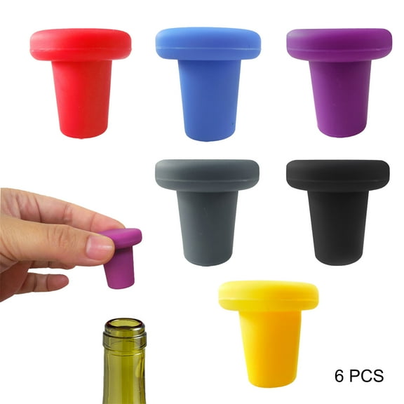 RUseeN Silicone Wine Stoppers – Replace a cork – Airtight seal on Wine Bottles – Reusable Beer Bottle Cover – Wine Bottle Stopper – Wine Saver – Wine Gifts – Easy to clean! (6 Pack, Assorted)