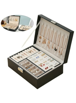 Grofry Compact Stylish Ring Storage Box ,Travel Jewelry case,Small jewelry  Organizer Box,Multiple Grids Soft Inner Portable Small jewellery Organizer