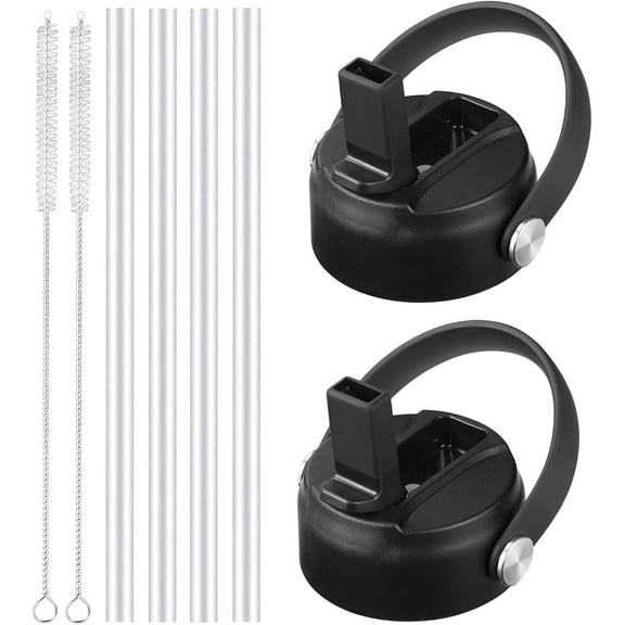 RUseeN Straw Lid, Lids with Straw Compatible with Wide Mouth Water Bottles, for 2.3 IN Diameter Bottle Mouth, Leak-Proof Drinking Cap with Replacement Straw, Durable Sport Bottle Lid Accessories