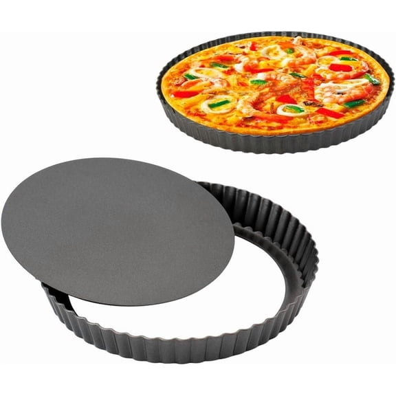 RUseeN Tart Pan, 9 Inch Tart Pans, Non-Stick Removable Loose Bottom Carbon Steel 9In Tart Pan, The 9.5 Inches at the Top and 9 Inches at the Bottom, With a Depth of 1.1 Inches