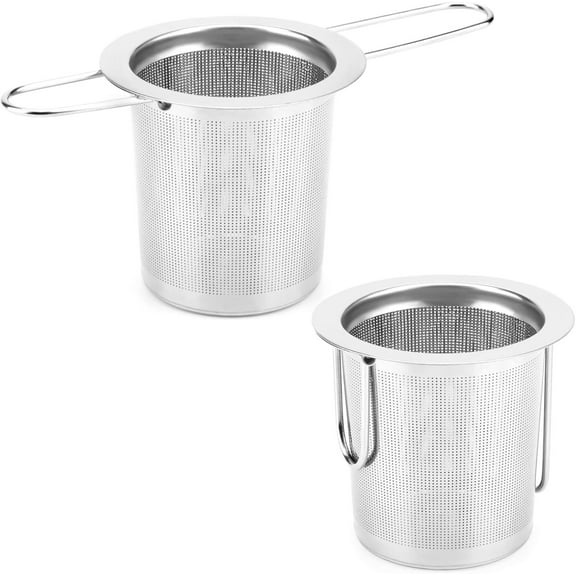 RUseeN Tea Infuser Strainers for Loose Tea, Stainless Steel Loose Leaf Tea Strainer Stepper with Long-Handled, Extra Fine Mesh Tea Infusers, Tea Diffuser Holder Filter for Mugs