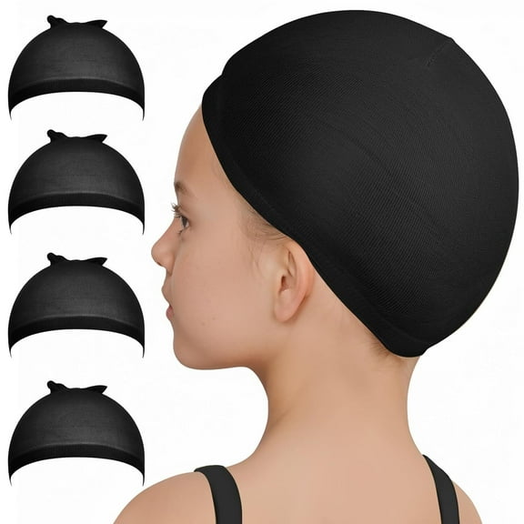 RUseeN Teenitor Wig Cap, Black Wig Cap 4 Pieces Wig Caps, Black Stocking Caps, Stretchy Nylon Wig Stocking Caps for Women
