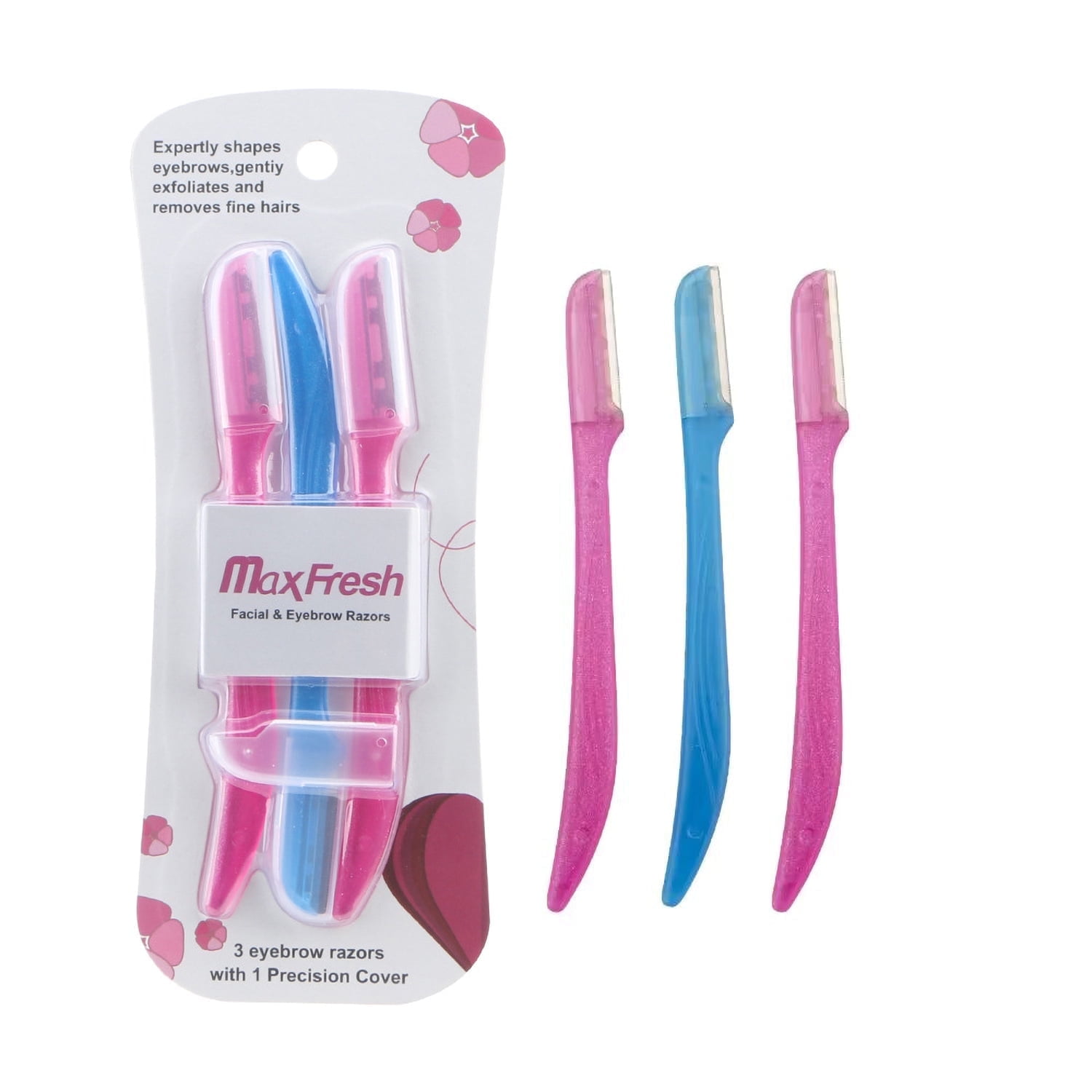 RUseeN Touch-Up Dermaplaning Tool with Precision Cover, 3ct | Dermaplane Razor, Face Razors for Women, Eyebrow Razor, Facial Razor, Dermaplaning Razor, Womens Face Razor Peach Fuzz Remover