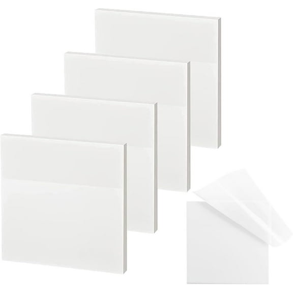RUseeN Transparent Sticky Notes, 3x3 inch 4 Pads Clear Sticky Notes Waterproof Self-Adhesive Translucent Sticky Note Pads for Books Annotation, See Through Sticky Note
