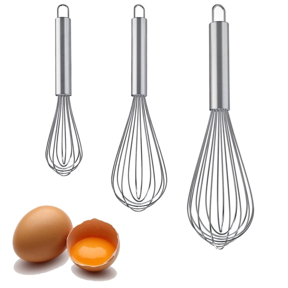 RUseeN Whisk, 304 Stainless Steel whisk, No-Rust 8+10+12 inch Whisks for cooking Nice for Blending, Whisking, Beating, Heat resistant 600F Dishwasher Safe, kitchen whisk