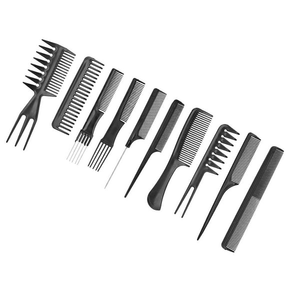 RUseeN Women Hair Comb Set, 10PCS Wide Tooth Comb Rat Tail Combs, Styling Combs Pick for Curly, Teasing Parting Fine Comb, Professional Barber Cutting Combs Set, Black