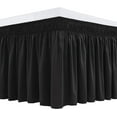 thumbnail image 1 of RUseeN Wrap Around Bed Skirts for King Beds 15" Drop, Black Adjustable Elastic Dust Ruffles Easy Fit Wrinkle & Fade Resistant Silky Luxurious Fabric Machine Washable, 1 of 6