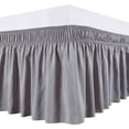 thumbnail image 1 of RUseeN Wrap Around Ruffled Bed Skirt with Adjustable Elastic Belt - 15 Inch Drop Easy to Put On, Wrinkle Free Bedskirt Dust Ruffles, Frame Cover for Queen, King and C-King Size Beds, Light Gray, 1 of 7