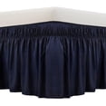 thumbnail image 1 of RUseeN Wrap Around Ruffled Bed Skirt with Adjustable Elastic Belt - 15 Inch Drop Easy to Put On, Wrinkle Free Bedskirt Dust Ruffles, Bed Frame Cover for Queen Size Beds, Navy, 1 of 7