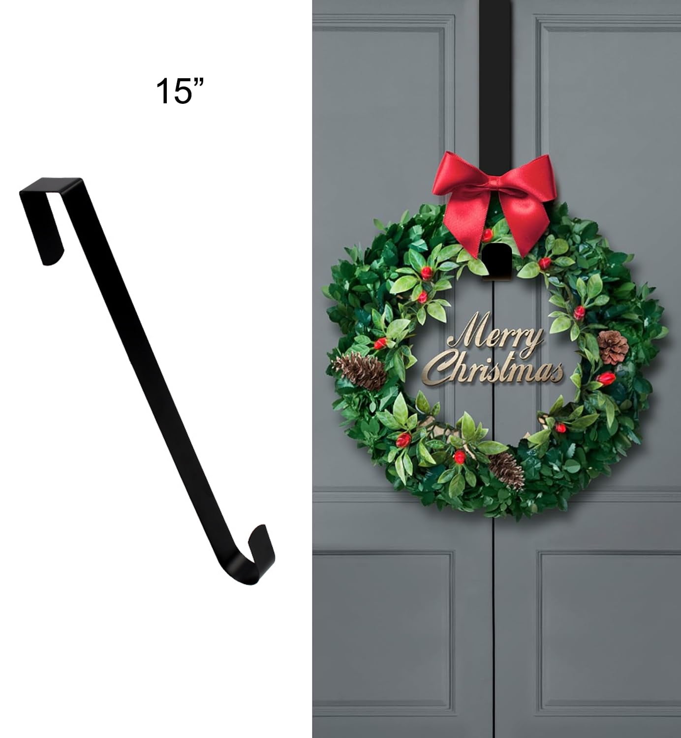 RUseeN Wreath Hangers for Front Door, 15" Wreath Hanger Door Wreath