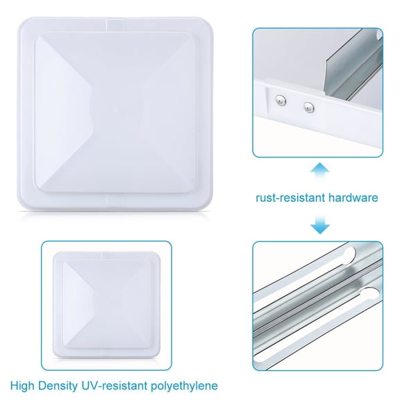 RV 14 x 14 Roof Vent Cover Replacement Lid-Motorhome Camper RV Trailer White (1)
