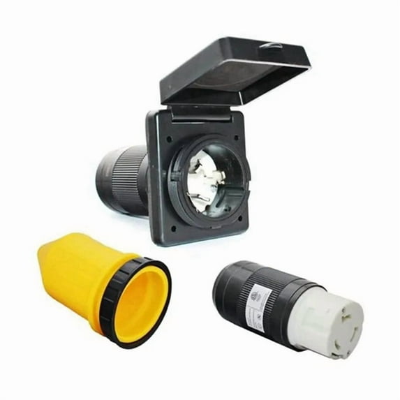 RV 50 Amp 125V/250V AC Power Inlet Plug Female Twist Locking Connector ...