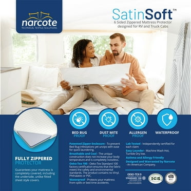RV 6 Sided Zippered Mattress Protector with Secure Locking Zipper. Creates a seal around your mattress from Bed Bugs, Dust Mites, Allergens & Liquids from entering. Oeko-Tex certified & BPA- Free