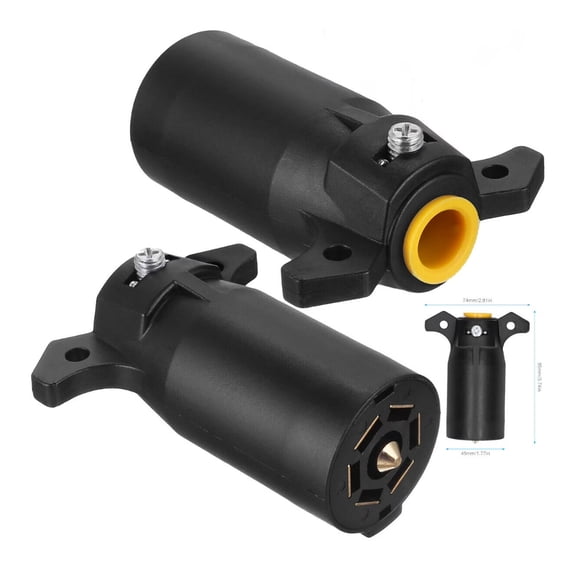 RV 7 Pin Trailer Plug Splice-in Replacement Trailer Side Male End 7 Way Round RV-Style Trailer Light Wiring Harness Connector, Heavy Duty 7 Prong Trailer Wiring Tow Plug for RV Boat Trailer