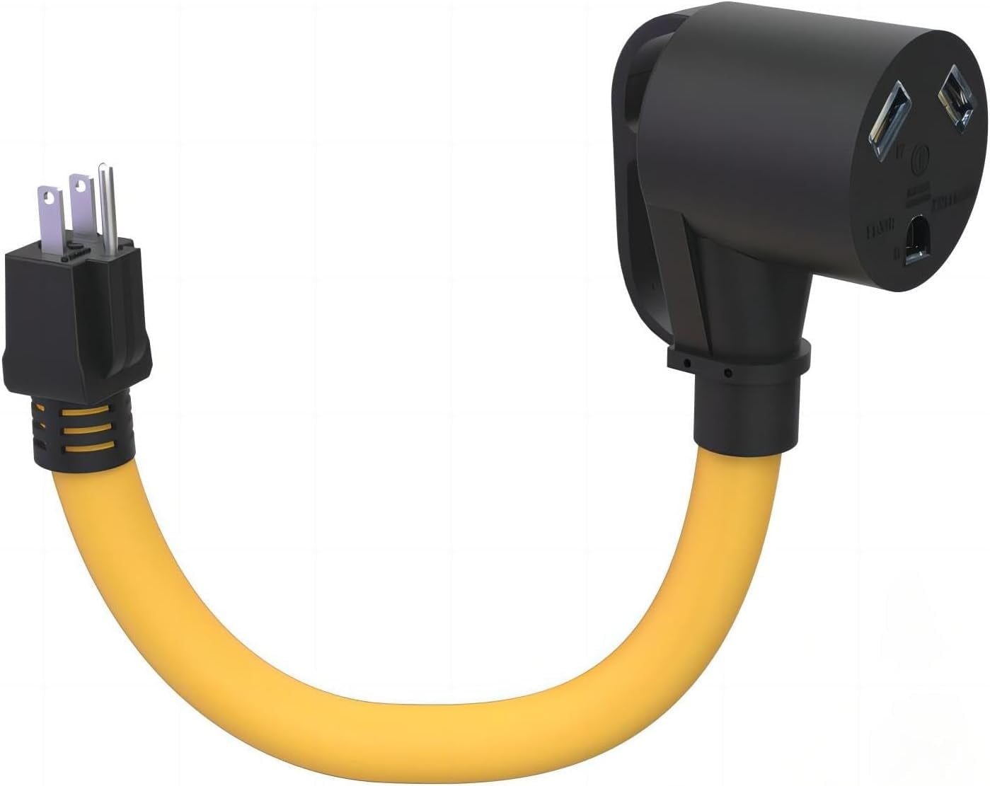 RV Adapter Cord for Trailer, NEMA 5-15P to TT-30, 30Amp, 110V, with Grip Handle, 10 Gauge,UL listed