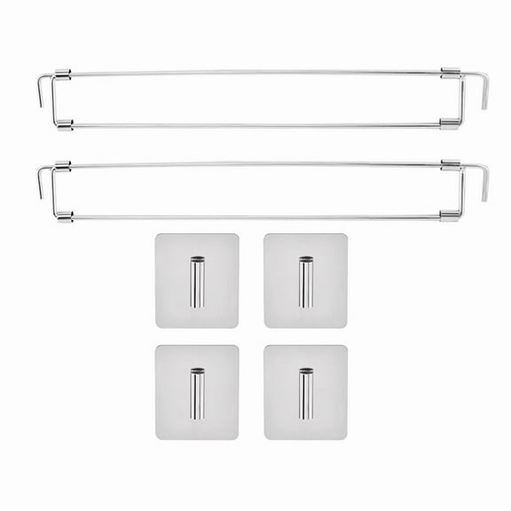 RV Adjustable Fridge Bars 13.98-25.59 Inch, Fridge Storage Rods, RV Corner Shelf Rod for RV Fridge, Kitchen (2 Packs),2 x RV Refrigerator Secure Adjustable Bars 4 x Stainless steel plates,Silver