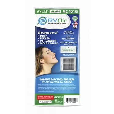 RV Air AC-101G Air Conditioner Filter Replacement, 14" x 6", Polyester, Green