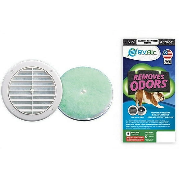 RV Air AC-145C - Activated Carbon Air Conditioner Filter Replacement, Contains 4 Round Filters 5.25" Diameter