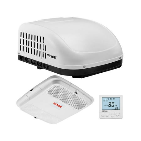 RV Air Conditioner, 13500 BTU Non-Ducted Rooftop RV AC Unit, 65 dB Quiet Design, Including Air Distribution Box, Operation Panel and Installation Hardware, for Campers, Vans, Trailers, White