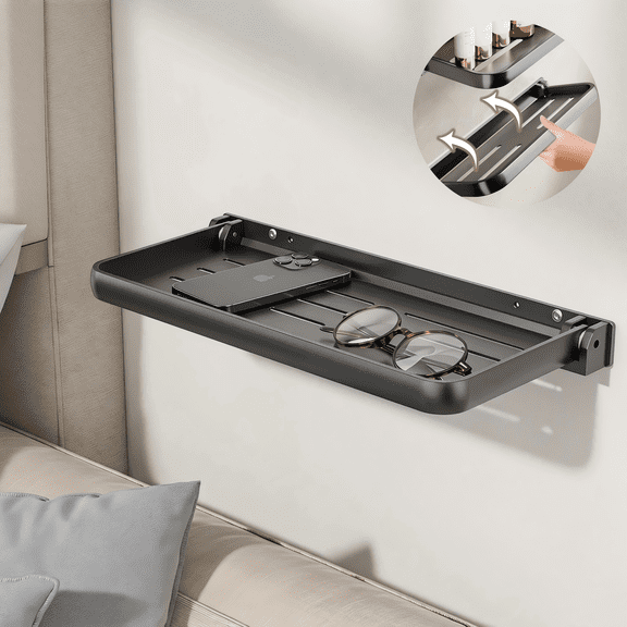 RV Aluminum Fold-Down Wall Shelf Essential Camper Accessory for Interior Organization | Space-Efficient Versatile Floating Storage (1 Pack)