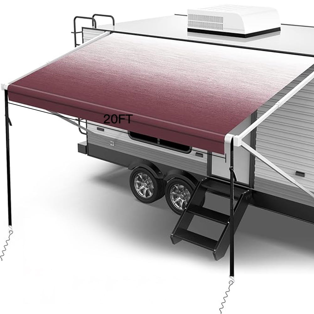 RV Awning Fabric Replacement 20FT, Heavy Duty Camper Awning Replacement Weatherproof Vinyl Universal Outdoor Canopy for Camper, Trailer, and Motorhome Awnings Pink