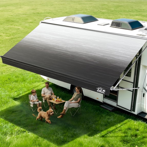 RV Awning Fabric Replacement 12FT – Camper Awning Replacement, 19.5oz Heavy-Duty Heat-Sealed Vinyl, UV & Weather Resistant, Sunproof, Universal Awning for RVs, Motorhomes, Campers