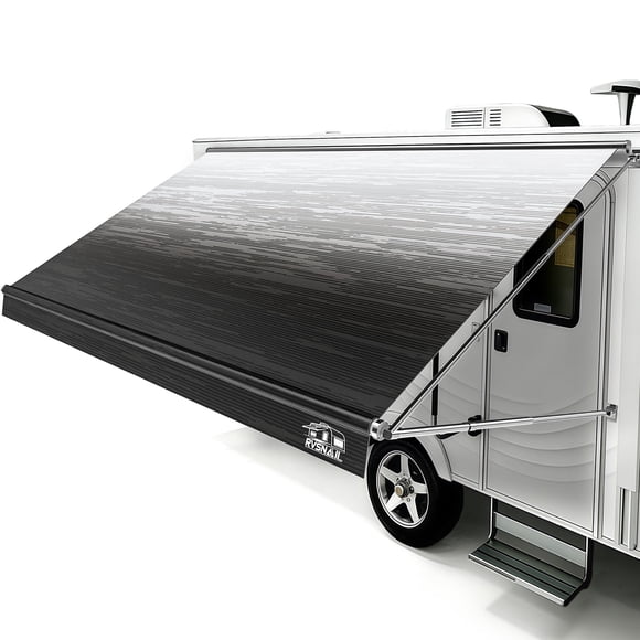 15FT RV Awning Fabric Replacement, Heavy-Duty Vinyl/PVC, Waterproof UV Resistant Universal Fit for RV Camper with Installation Manual