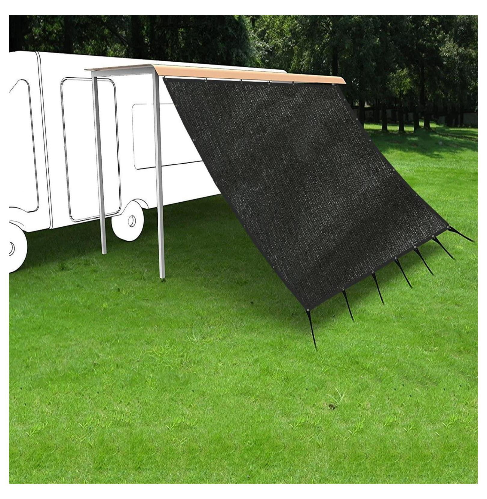 RV Awning Privacy Side Sunblock Shade Drop, Black Black + Rectangular ...