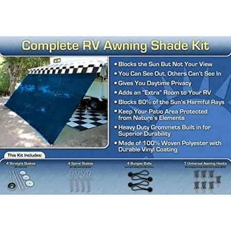 RV Awning Screen Room Awning Shade Complete Kit 10x16 (Blue)