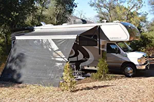 RV Awning Shade Motorhome Patio Sun Screen Complete Deluxe Kit (Black) (8'x18')